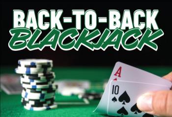 Back-to-Back Blackjack with a picture of an ace card and ten card on a blackjack table with chips